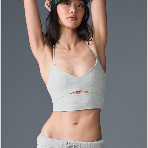 ALO YOGA | Alosoft Highlight Bra Size M Tank Athletic Color Heather Grey - Picture 8 of 12
